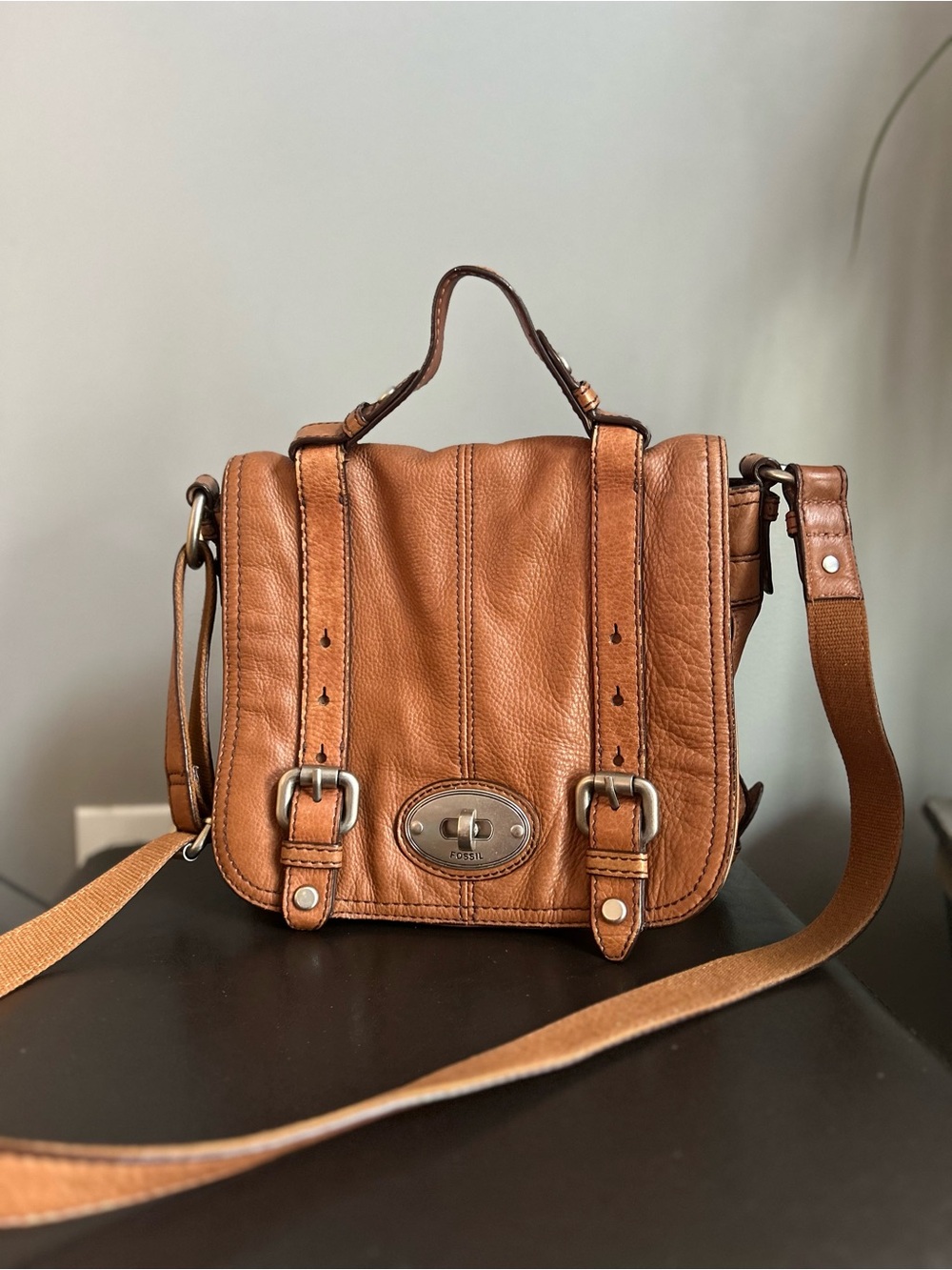 Fossil Brown Leather Vintage ‘Maddox’ Crossbody Strap Messenger Bag